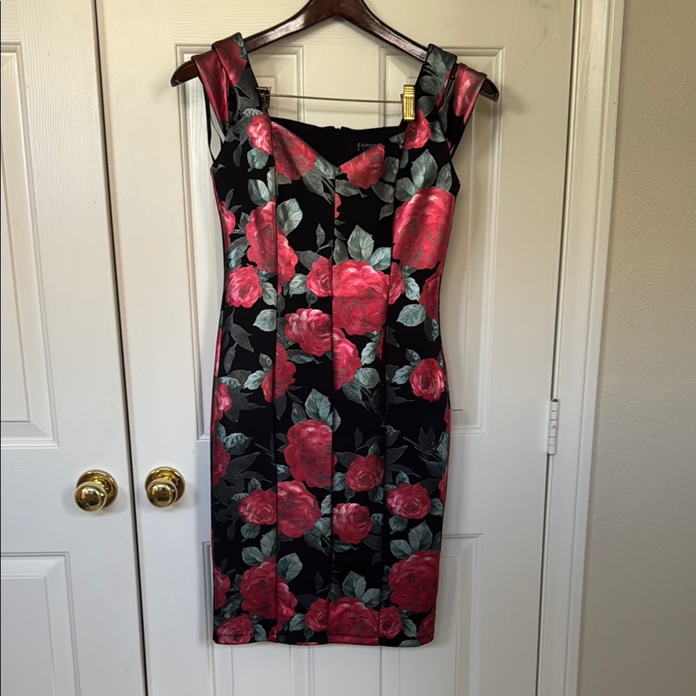 Floral Black and Red Dress